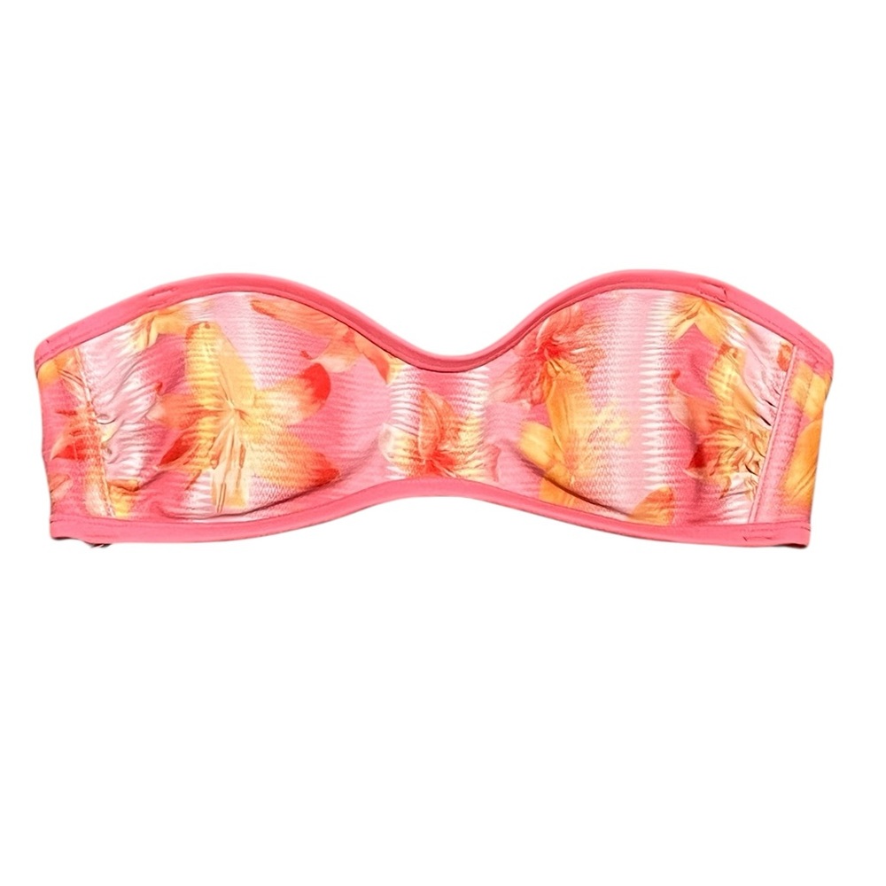 Wild Fable Tropical Floral Pink Bandeau Swim Top, Size‎ XS (0-2), NWOT